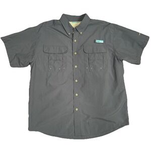 LOT Tuna XL Men's Fishing Shirts Short Sleeved Button Up Blue & Rust‎ Color Vent